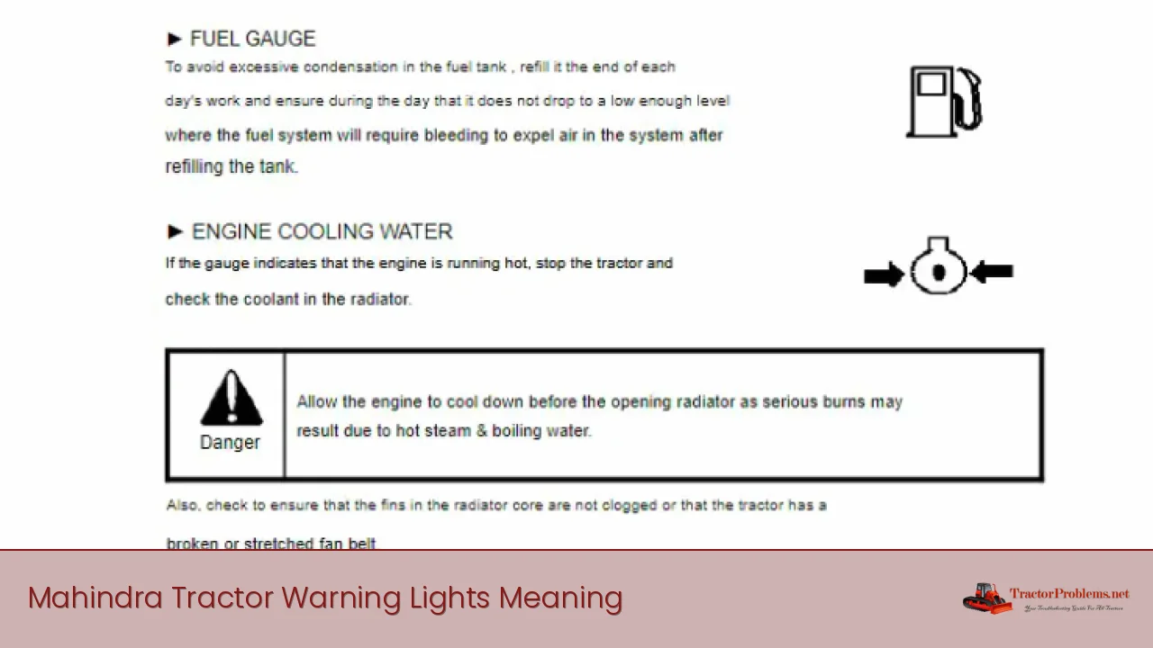 Mahindra Tractor Warning Lights Meaning